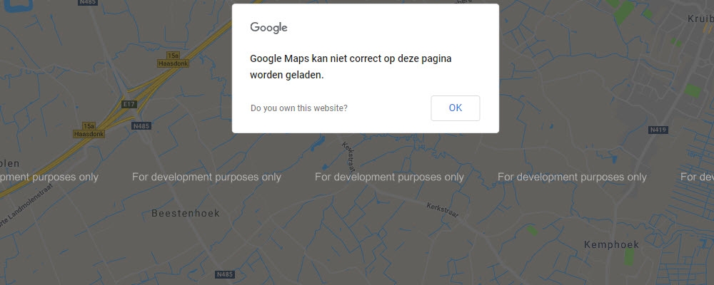 4 stappen om je Google Maps "For Development Purposes Only" melding op je website weg te halen