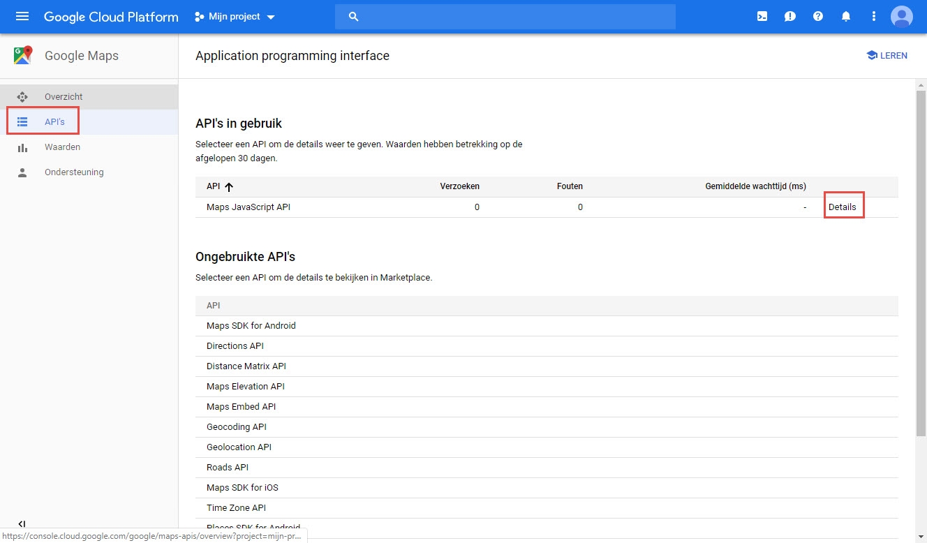 Stap 3: Google Maps Platform API Key Inschakelen