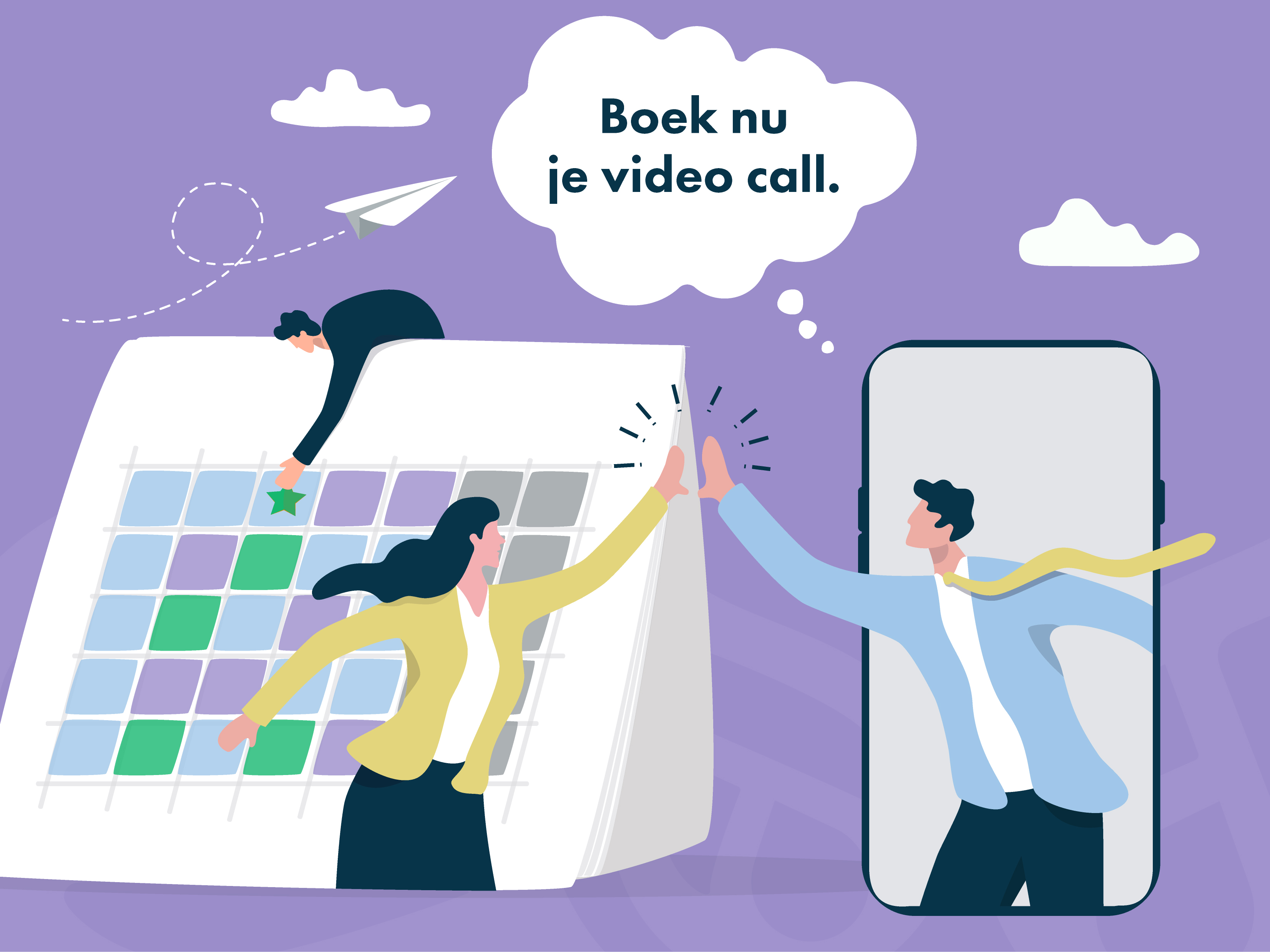 Reserveer je video call via onze kalender